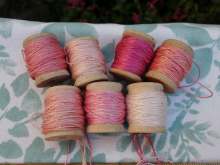 naturally dyed silk embroidery thread shades of pink