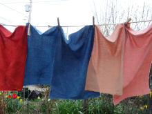 raw silk dyed with indigo and madder