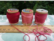 plant dyed pink and red silk embroidery thread