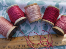 cochineal pink and red silk embroidery thread