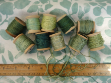naturally dyed green silk embroidery threads