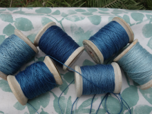 Indigo dyed silk embroidery thread