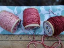 madder dyed silk embroidery threads