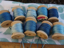 indigo dyed silk embroidery threads