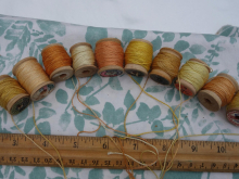 plant dyed yellow and orange silk embroidery thread